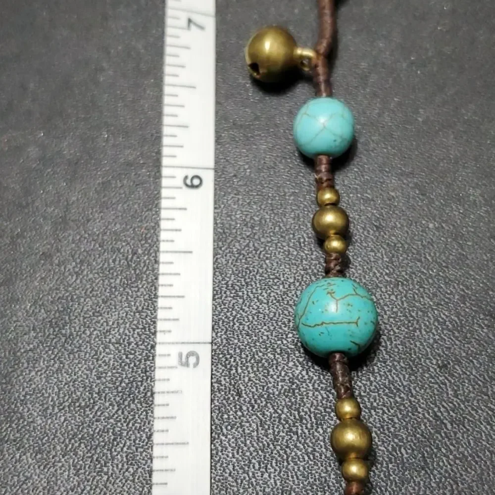 Brown and blue turquoise stone bracelet 6.25